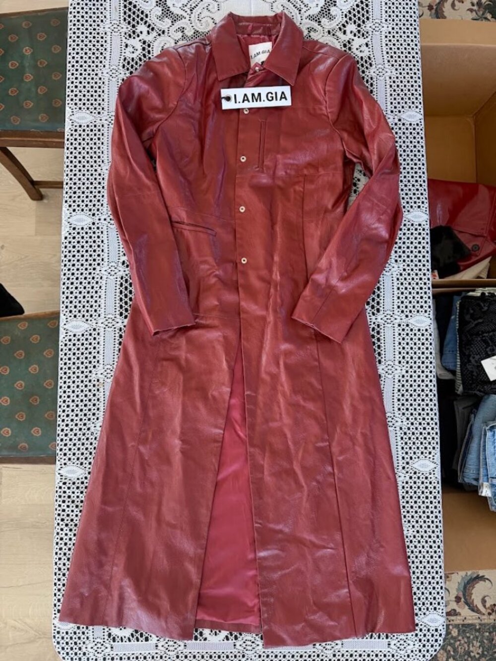 NWT I.AM.GIA Anastasia Trench Coat Red Faux Leather - Size S